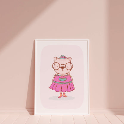 Millicent The Clever Bear Nursery Print