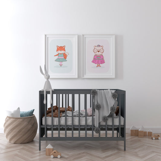 Set of 2 Cute Nursery Prints - Bella and Millicent