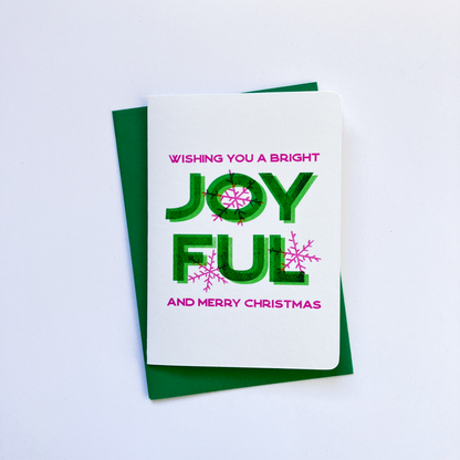 Risograph Christmas Card - Bright, Joyful Christmas - Single or Set