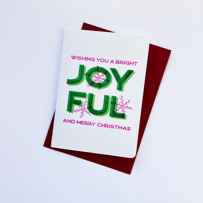 Risograph Christmas Card - Bright, Joyful Christmas - Single or Set