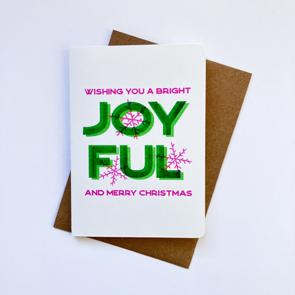 Risograph Christmas Card - Bright, Joyful Christmas - Single or Set