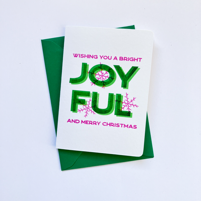 Risograph Christmas Card - Bright, Joyful Christmas - Single or Set