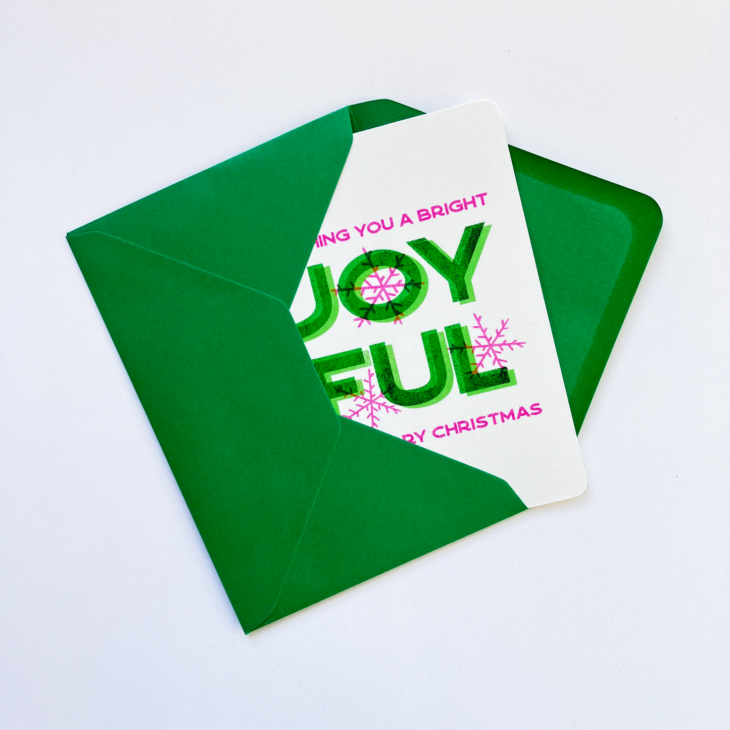 Risograph Christmas Card - Bright, Joyful Christmas - Single or Set