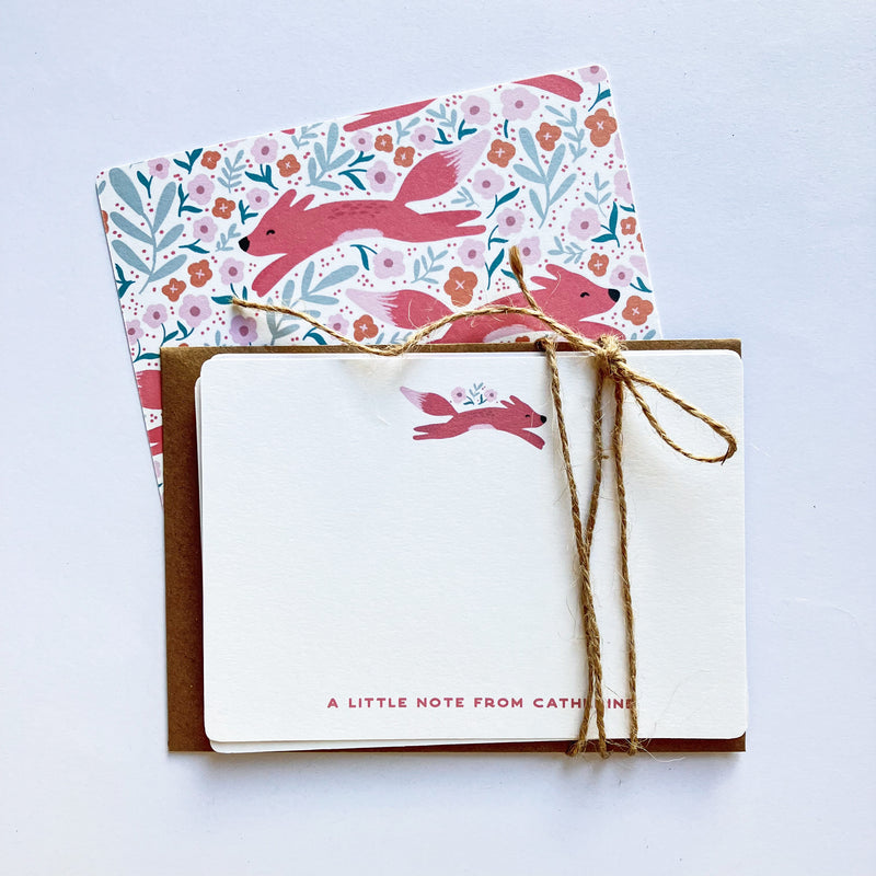 Running Foxes Personalised Thank You Note Cards