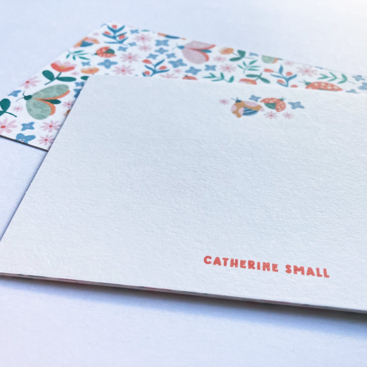 Personalised notecards pack - Butterflies and Ladybugs
