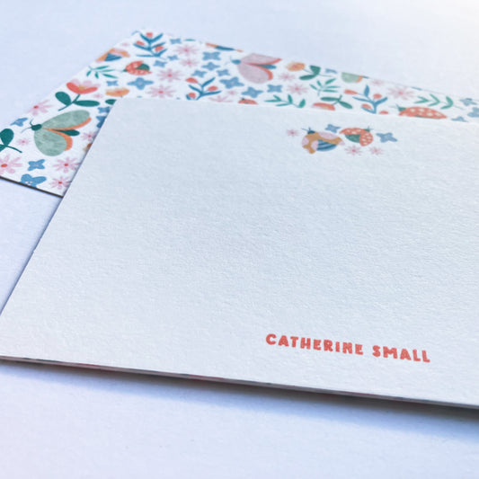 Personalised notecards pack - Butterflies and Ladybugs