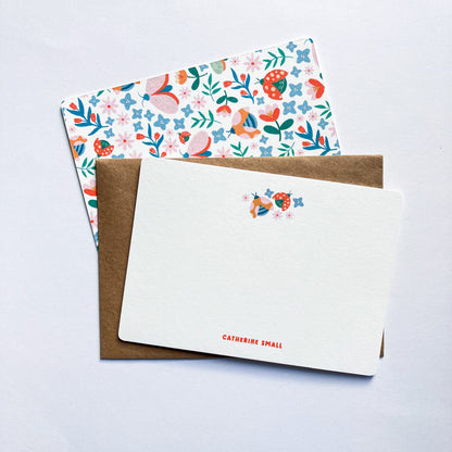 Personalised notecards pack - Butterflies and Ladybugs
