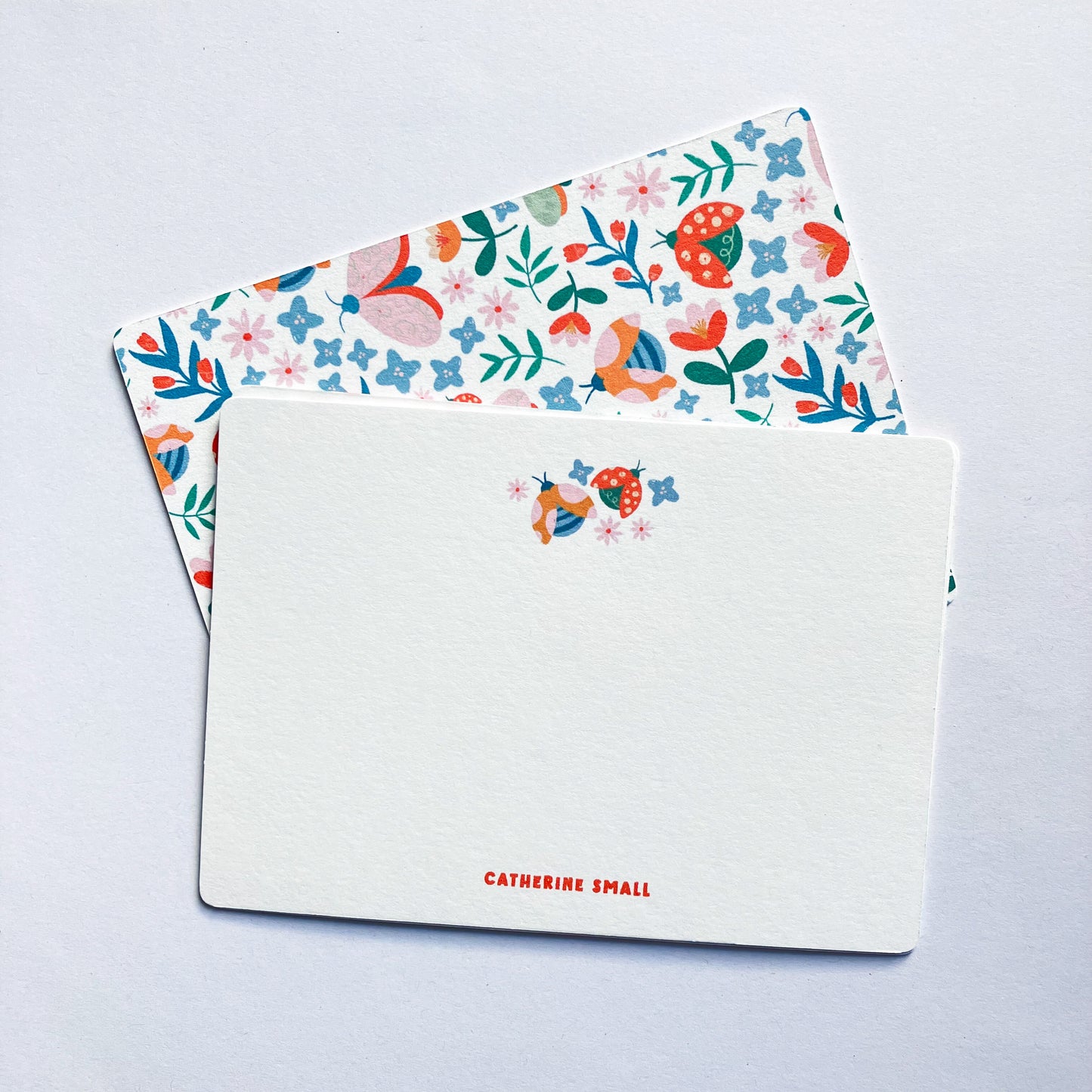 Personalised notecards pack - Butterflies and Ladybugs