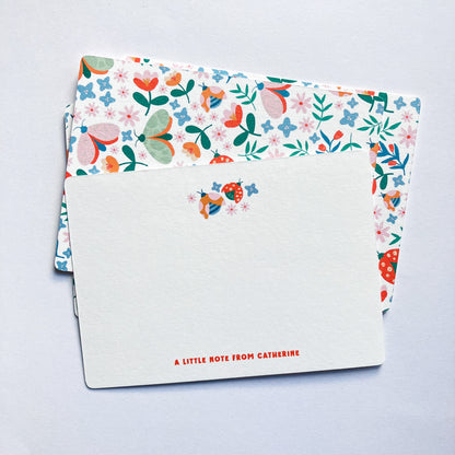 Personalised notecards pack - Butterflies and Ladybugs
