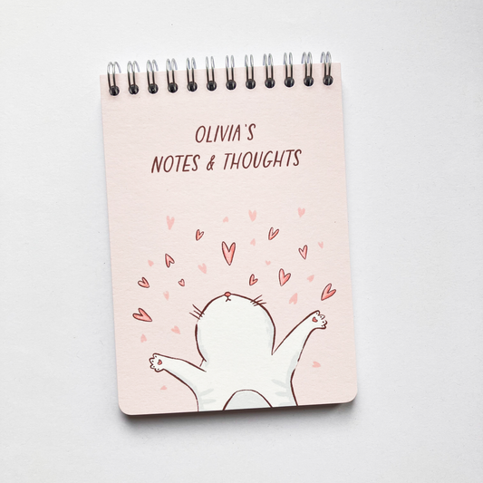 Personalised Spiral Notebook - Cat In Love