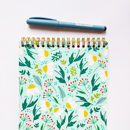 Personal Daily Planner Spiral Notebook - Chamomiles Meadow