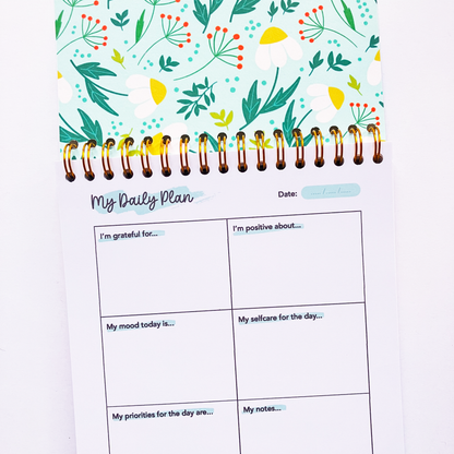 Personal Daily Planner Spiral Notebook - Chamomiles Meadow