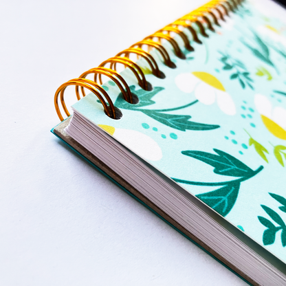 Personal Daily Planner Spiral Notebook - Chamomiles Meadow