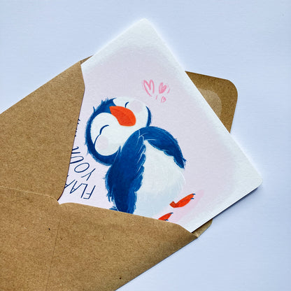 Flapping Joy Baby Puffin Birthday Card