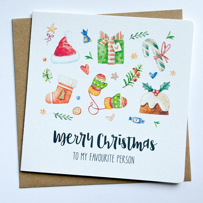 Personalised Luxury Christmas card - Handmade card for favourite person
