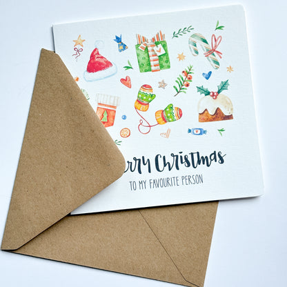 Personalised Luxury Christmas card - Handmade card for favourite person