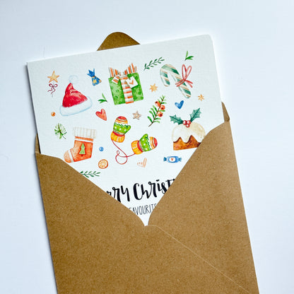 Personalised Luxury Christmas card - Handmade card for favourite person