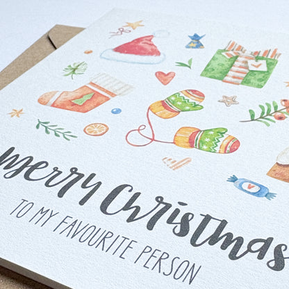 Personalised Luxury Christmas card - Handmade card for favourite person