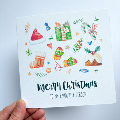 Personalised Luxury Christmas card - Handmade card for favourite person