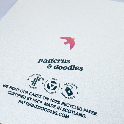 Hand-drawn Birthday Card for Her: Pretty Foliage and Birds