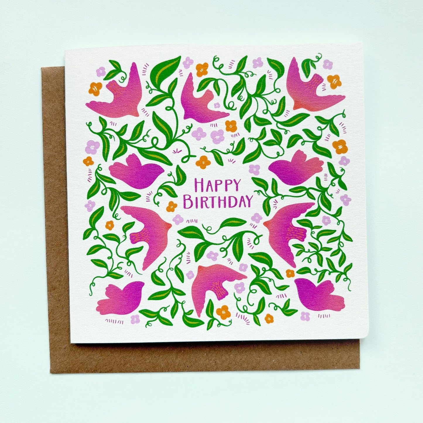 Hand-drawn Birthday Card for Her: Pretty Foliage and Birds - Patterns&Doodles