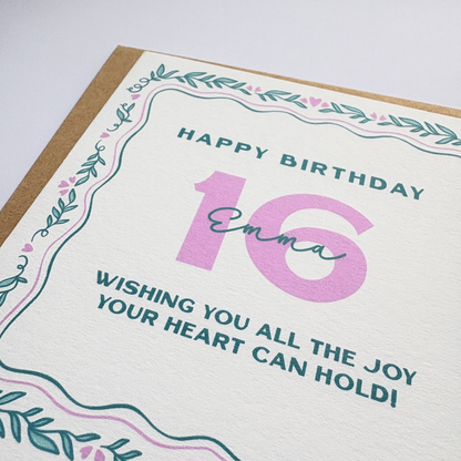 Personalised 16th Birthday Card