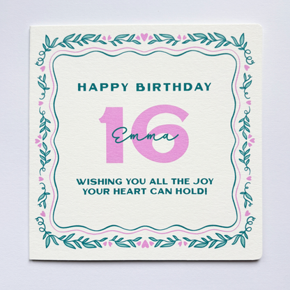 Personalised 16th Birthday Card