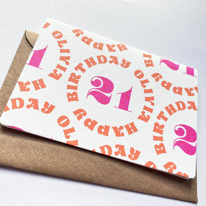 Personalised 21st Birthday Card - Minimalist Typography