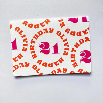 Personalised 21st Birthday Card - Minimalist Typography