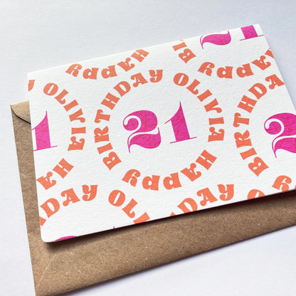 Personalised 21st Birthday Card - Minimalist Typography