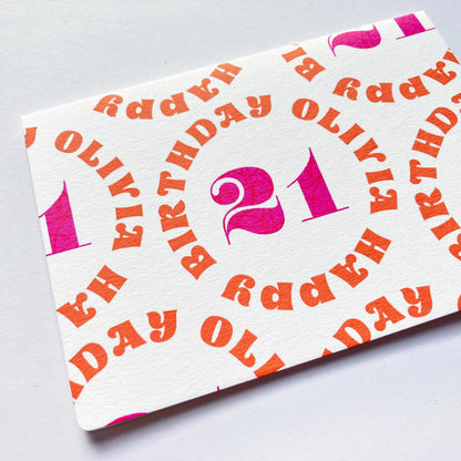 Personalised 21st Birthday Card - Minimalist Typography