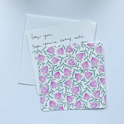 Pink floral notecard set, Thank you notecard pack, Illustrated gift notecards, All-occasion notecard set