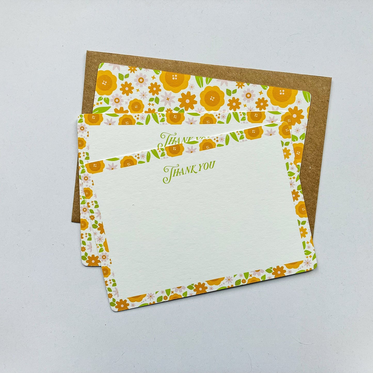 Personalised floral notecard set, Thank you note card pack, Floral print illustrated notelets, All-occasion notecard set, Thank you notelets