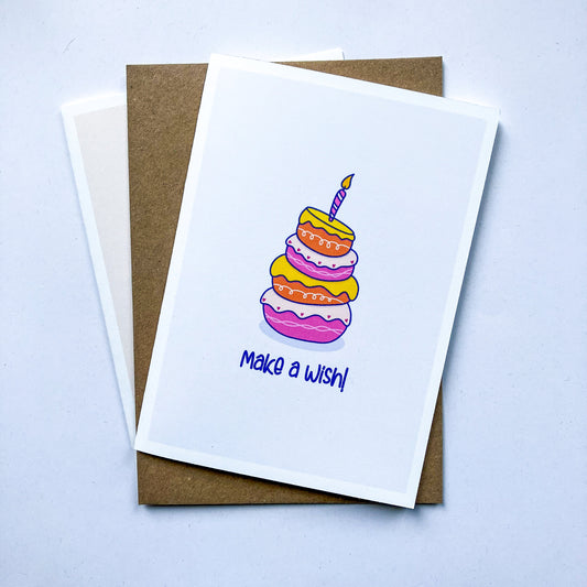 Birthday cake greeting card, Make a wish card for friend, Birthday greeting card for family or colleagues, Best friend greeting card