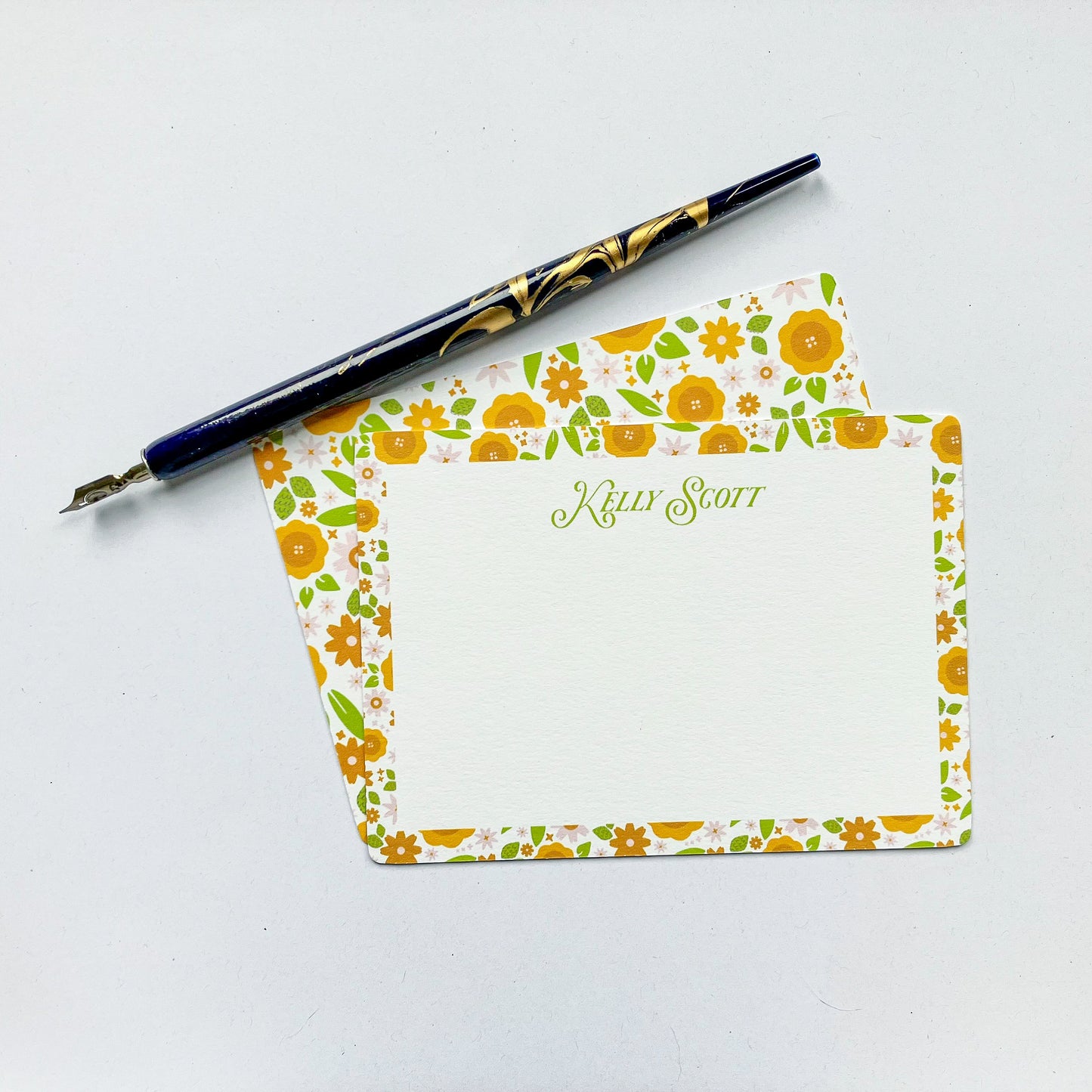 Personalised floral notecard set, Thank you note card pack, Floral print illustrated notelets, All-occasion notecard set, Thank you notelets