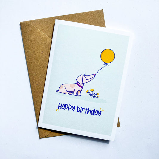 Happy birthday card for dog lovers, Illustrated birthday card, Cute birthday card for a friend