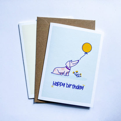 Happy birthday card for dog lovers, Illustrated birthday card, Cute birthday card for a friend